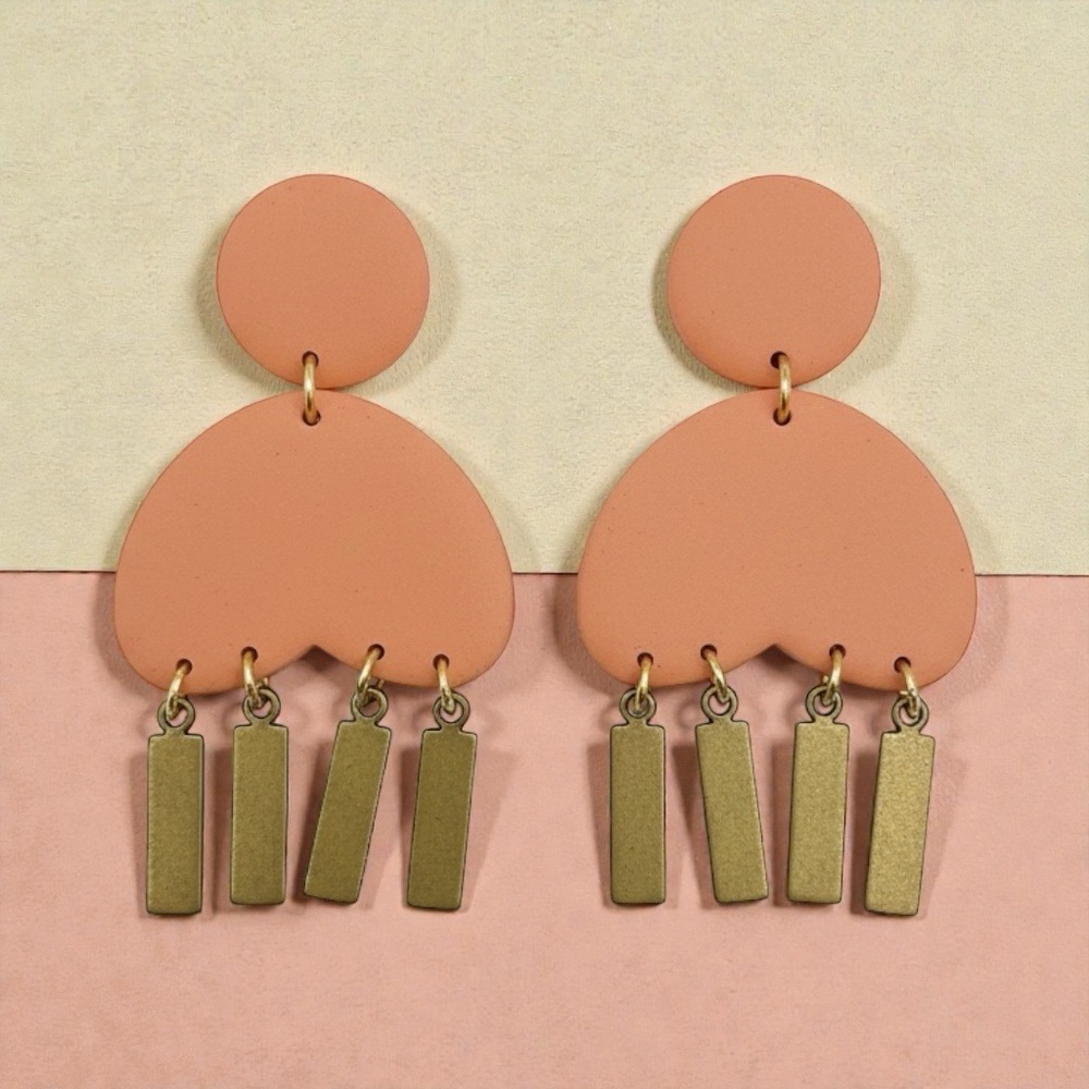 Lovisa Terracotta Boho Geometric Disc & Stick Drop Earrings